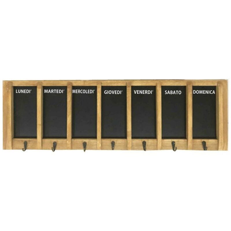 Webmarketpoint - Tableau noir semaine avec cintre en bois 7 places et craie cm80x25x4