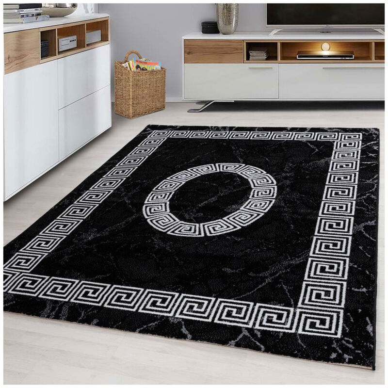 Tapis baroque rectangle intérieur Kelly Noir 80x150