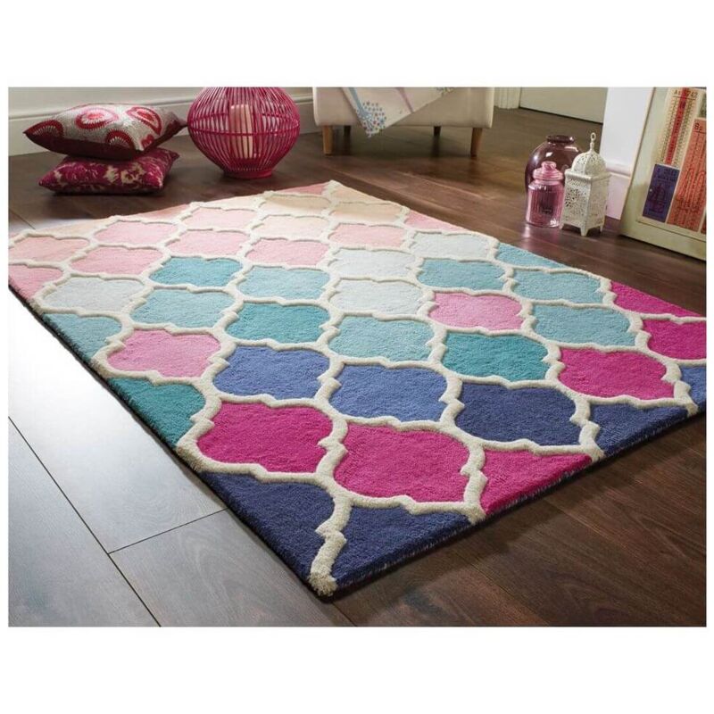 Flair Rugs - Tapis baroque rose rectangle à courtes mèches Rosella Rose 120x170