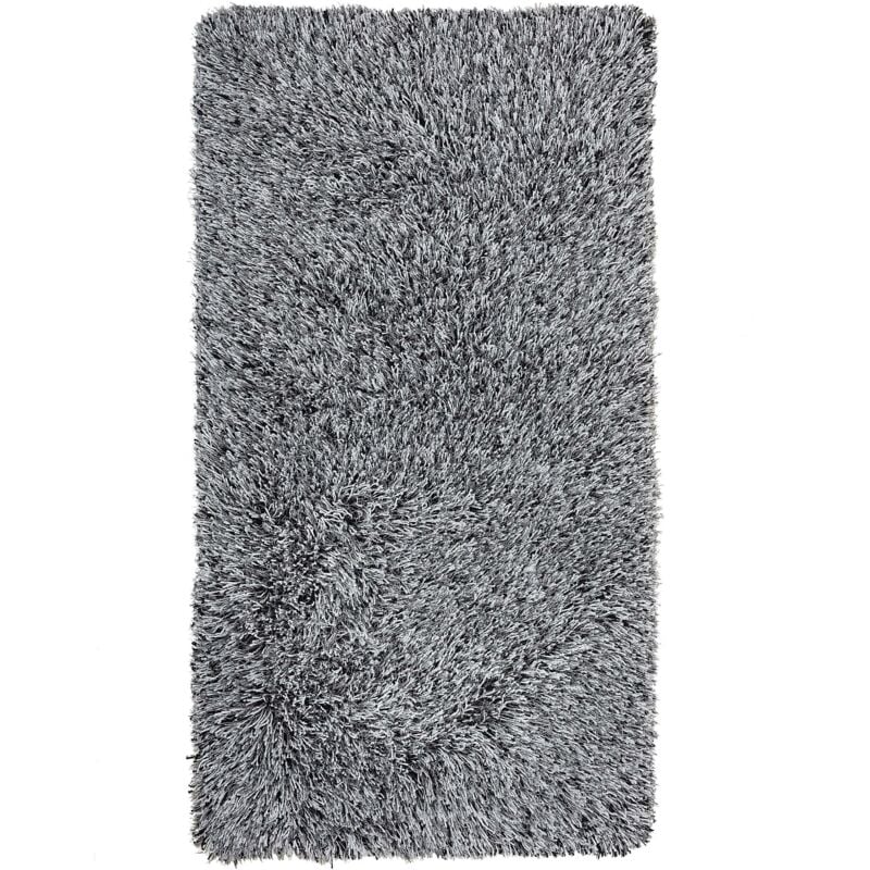Tapis Shaggy Poil Long Noir et Blanc en Polyester et Coton pour Chambre ou Salon au Style Scandinave 80 x 150 cm Beliani