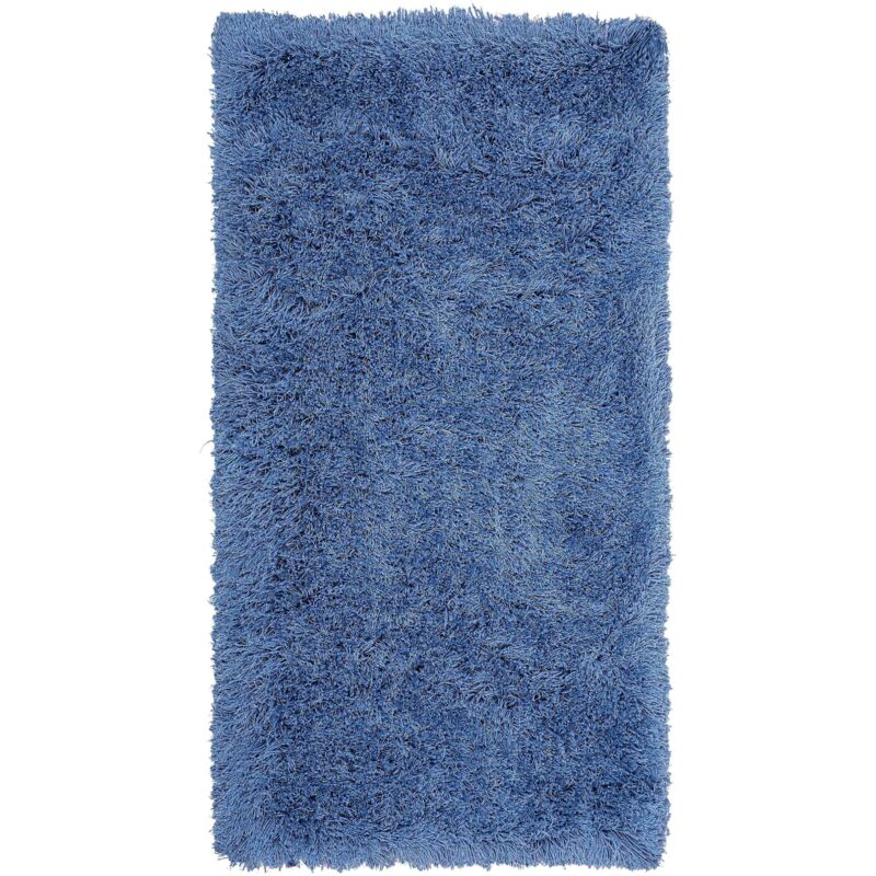 Tapis Shaggy Poil Long Bleu en Polyester et Coton pour Chambre ou Salon au Style Scandinave 80 x 150 cm Beliani
