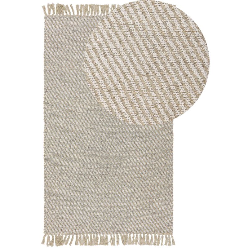 Beliani - Tapis Rectangulaire à Franges en Jute et Coton 80 x 150 cm Motif Rayures Beiges pour Chambre et Salon au Style Boho et Campagne