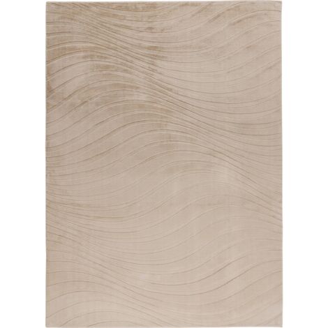 Tapis beige à relief ondulé doux et résistant - 170 x 120 cm