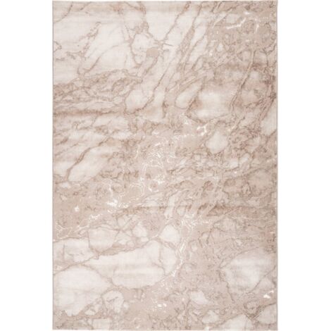 Tapis beige effet marbre dense et résistant intérieur - 330 x 240 cm