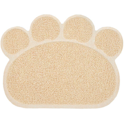 Tapis beige en forme de patte, 30 x 40 cm, antidérapant, pour bacs à litière pour chats et chiens.
