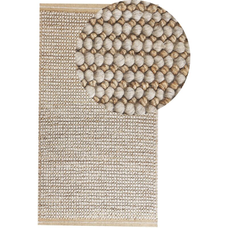Beliani - Tapis Beige en Laine 80 x 150 cm Matériaux Ecologiques Fait à la Main Bouclé Banoo