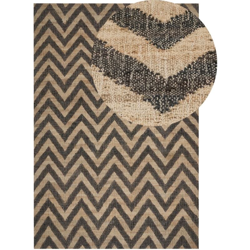 Beliani - Tapis Beige et Noir en Jute 200 x 300 cm Convient au Chauffage par Sol Dedepinari