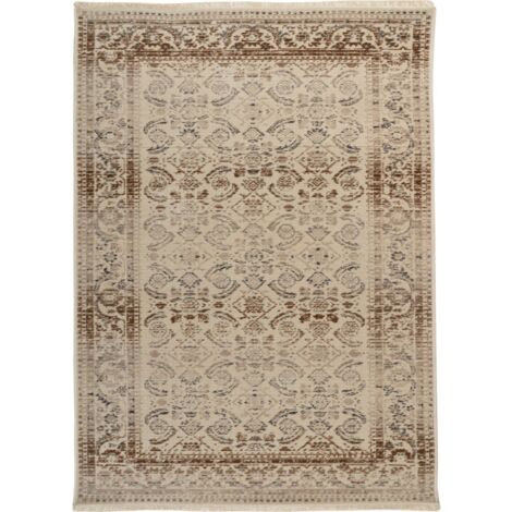 Tapis beige oriental effet vintage used look - 180 x 120 cm