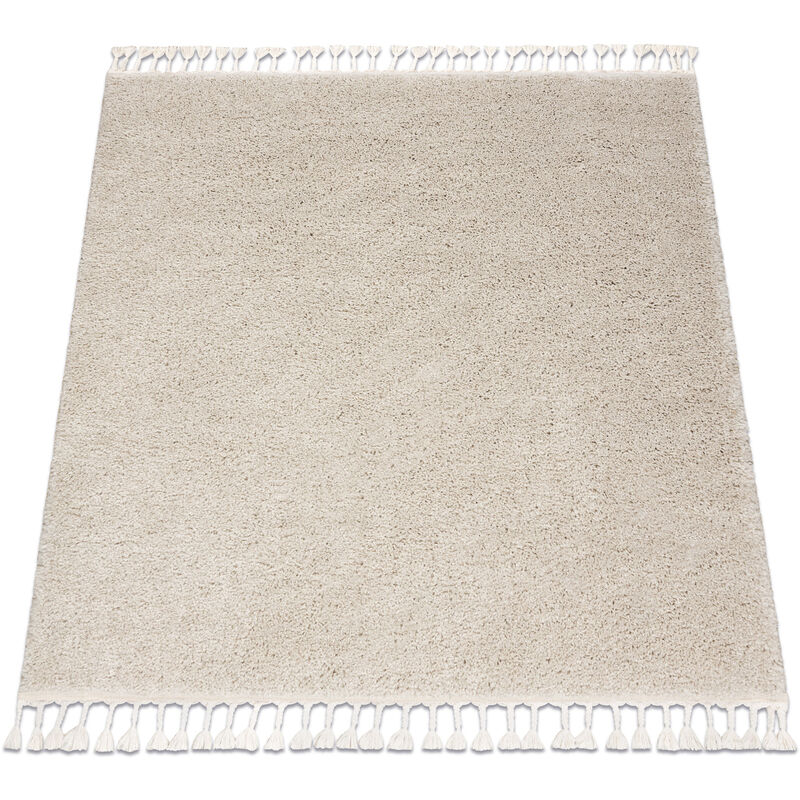 Tapis berber carré 9000 crème Franges berbère marocain shaggy beige 120x120 cm
