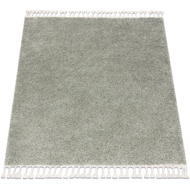 Tapis berber carré 9000 vert Franges berbère marocain shaggy green 120x120 cm