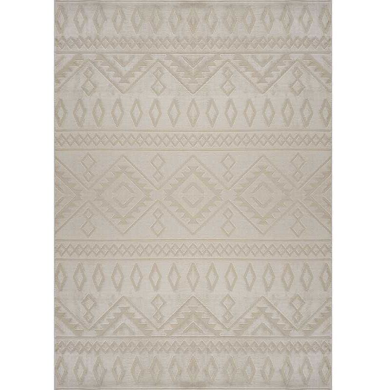 Tapis salon chambre ethnique beige satiné marseille 143 poils courts facile d'entretien Toutapis 160x230