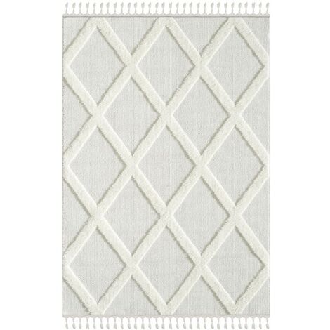 Tapis berbère blanc cassé à franges FIESTA 710 - TOUTAPIS
