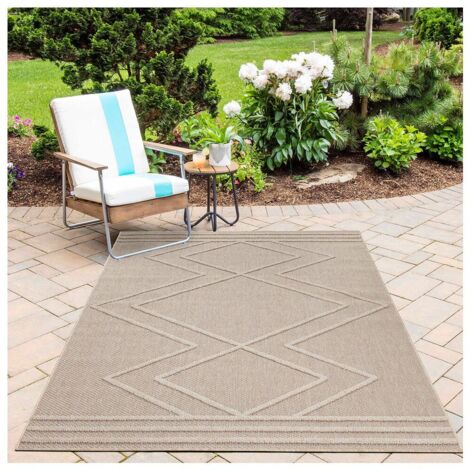 Tapis berbère ethnique intérieur et extérieur Capri Beige 140x200