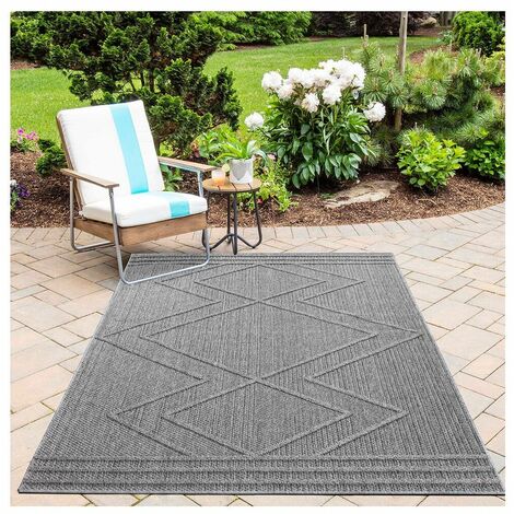 Tapis berbère ethnique intérieur et extérieur Capri Gris 120x170