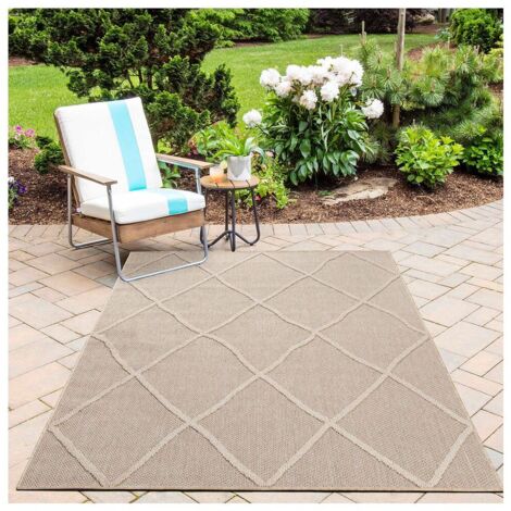 Tapis berbère intérieur et extérieur ethnique Metro Beige 120x170