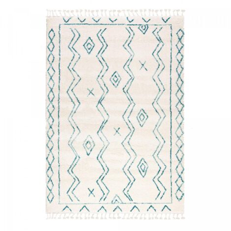 Tapis berbère motif ethnic 60x110 crème LYN5 MADIDA