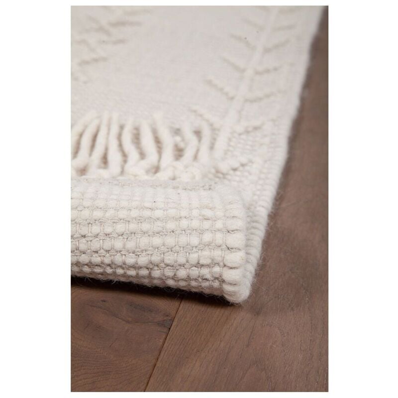 Deladeco - Tapis berbère plat ethnique laine et coton Rica Crème 120x180