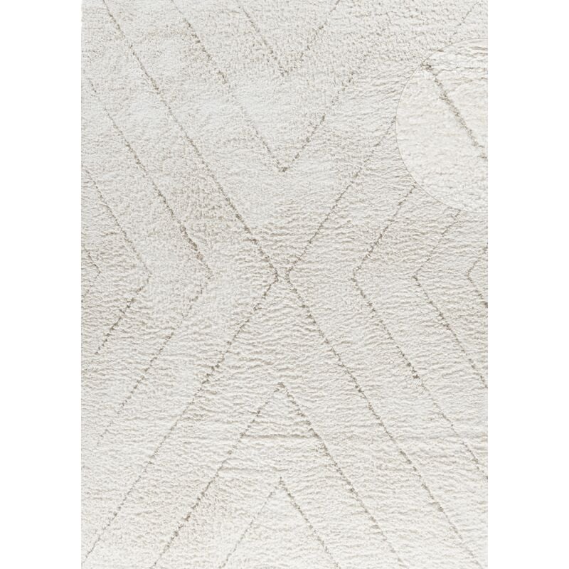 Toutapis - Tapis berbère losange crème poils longs et doux 120x170