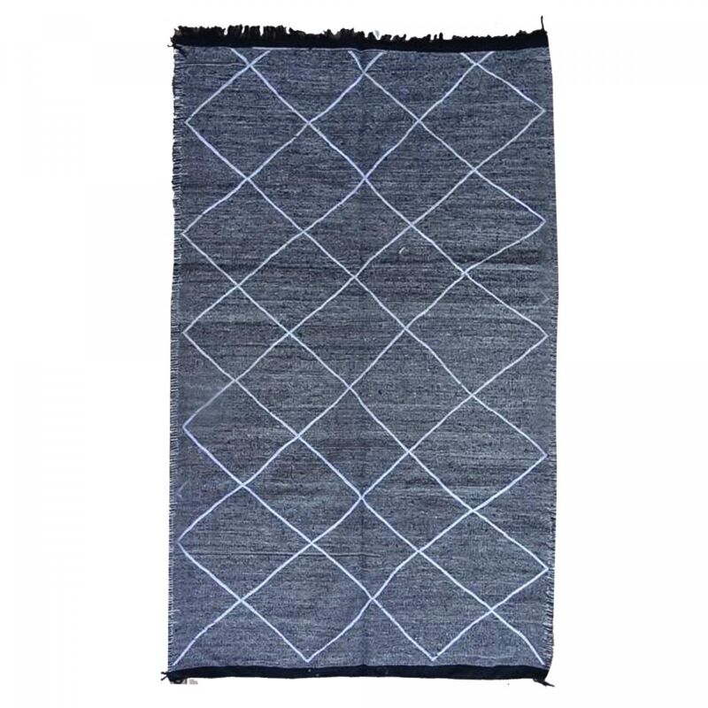 Dezenco - Authentique tapis berbère 140x230 gris et blanc fait main imilchi