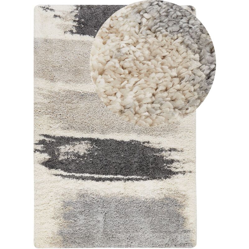 Beliani - Tapis Blanc et Gris en Polypropylène 200 x 300 cm Abstrait Poil Long Moderne Martuni