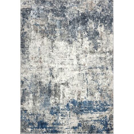 Tapis bleu élégant à poils courts doux et facile d entretien - 230 x 160 cm
