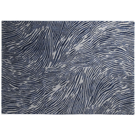 Tapis Bleu Et Gris à Motifs 200 X 290 Cm Sea