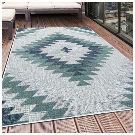 Tapis bleu extérieur et intérieur kilim Taro Bleu 80x250