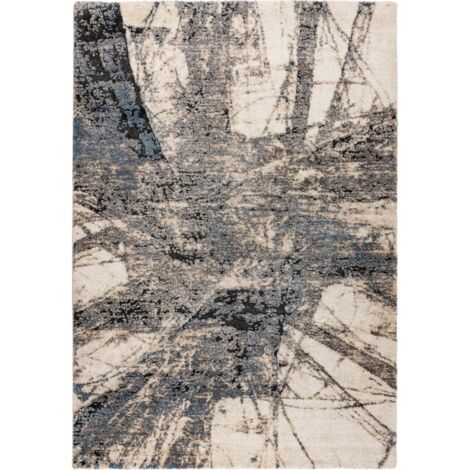 Tapis bleu moderne à poil court dense et robuste - 300 x 80 cm