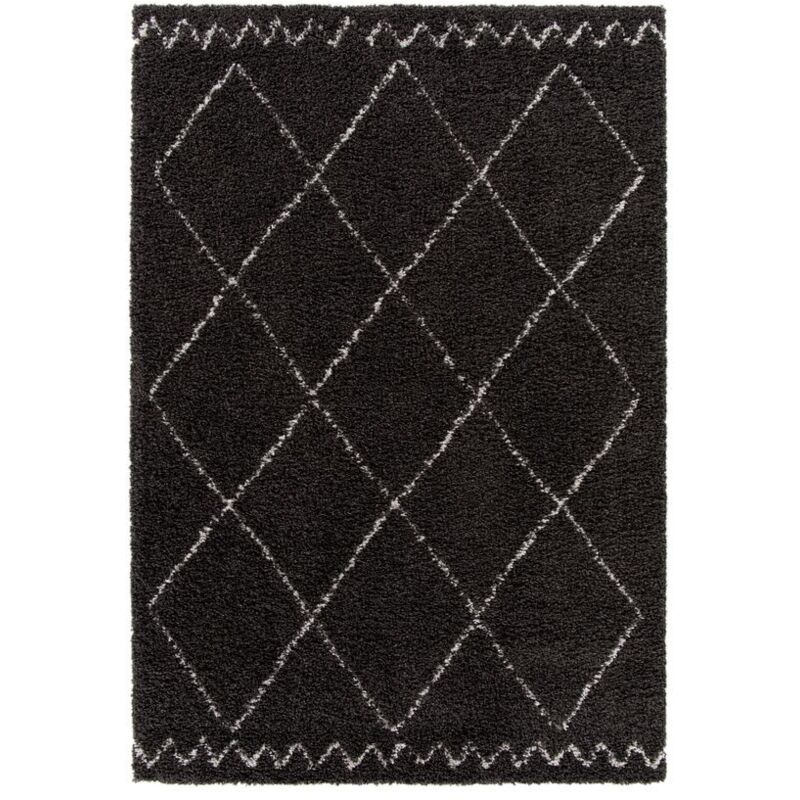 Bobochic - Tapis poils longs simon motifs graphiques 160x230 Noir