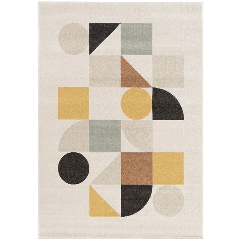 Bobochic - Tapis poils ras orvik motif géométrique 160x230 Beige