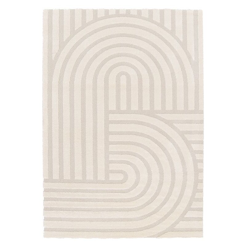 Bobochic - Tapis poils ras shylo motif géométrique 160x230 Beige