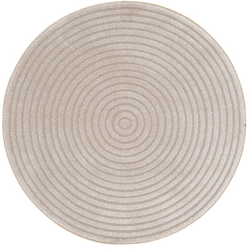 Bobochic - Tapis rond poils ras ondelia motif géométrique 160x160 Beige