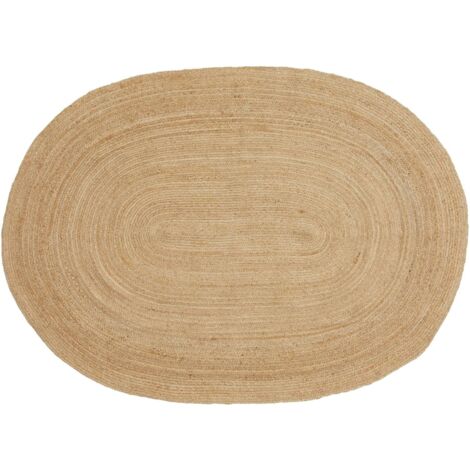 Tapis bohème en jute tressée - forme ovale, déco naturelle FEZ