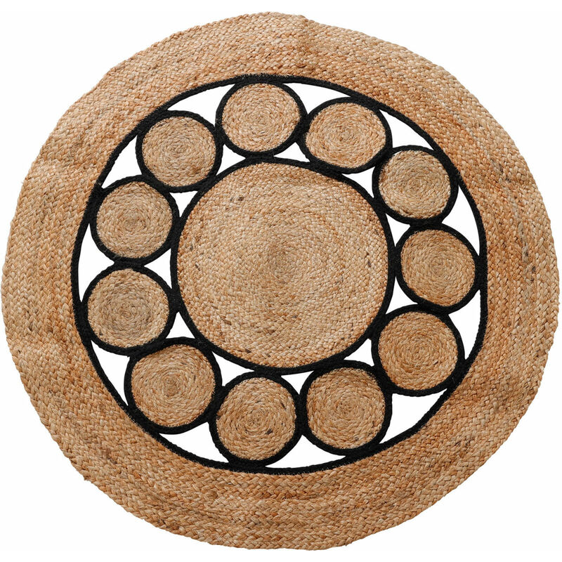 Home Styling - Tapis Boho en jute, rond, ø 90 cm