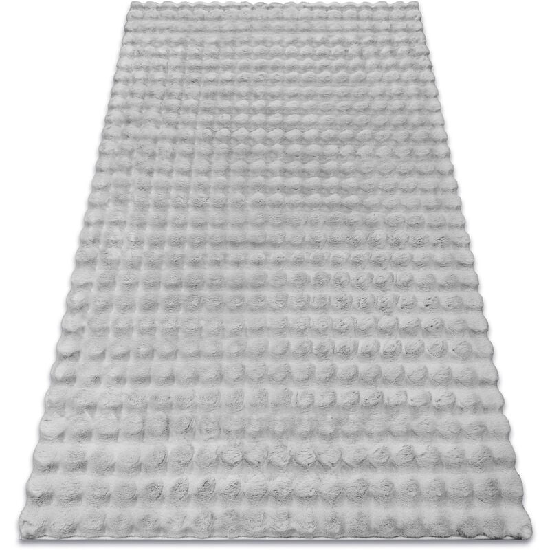 Tapis bubble argentin 21 imitation de fourrure de lapin 3D structurel grey 60x100 cm