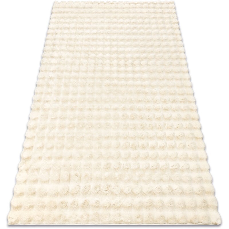 Tapis bubble ivoire 12 imitation de fourrure de lapin 3D structurel beige 60x100 cm