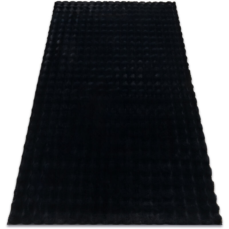 Tapis bubble noir 25 imitation de fourrure de lapin 3D structurel black 120x170 cm