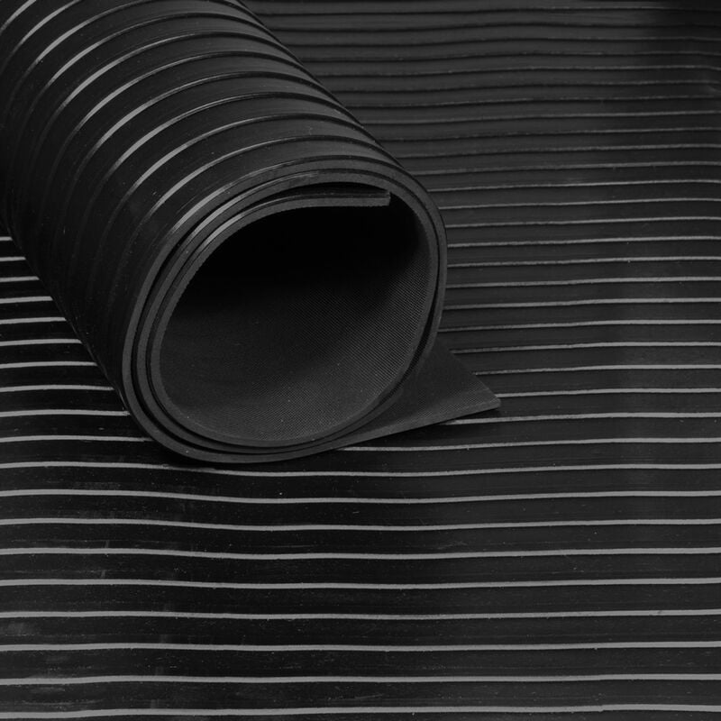 Tapis caoutchouc nervuré 3 mm - largeur 100 cm (par mètre linéaire) - Par mètre linéaire - Noir