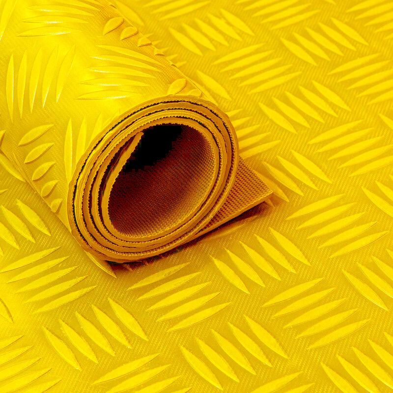 Vivol - Tapis caoutchouc / Rouleau caoutchouc larmé 3mm jaune - Largeur 150 cm - Par mètre linéaire - Jaune