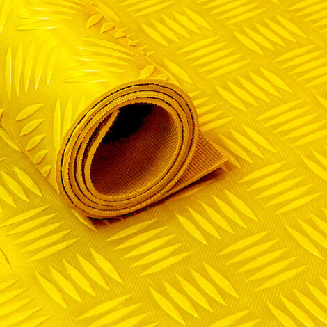Tapis caoutchouc / Rouleau caoutchouc larmé 3mm jaune - Largeur 150 cm - Par mètre linéaire