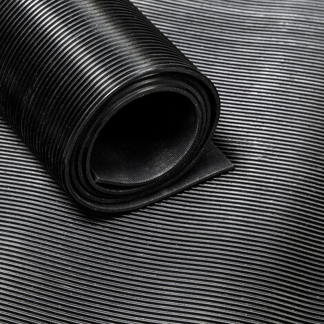 Tapis caoutchouc strié 3 mm - largeur 120 cm - Par mètre linéaire - Noir
