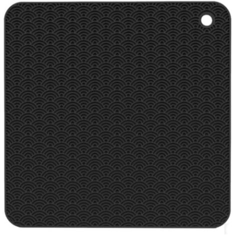 Tapis carré en silicone noir, résistant à la chaleur, manique