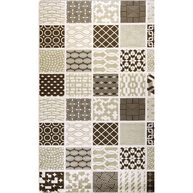 Vendorflair - Tapis Carreaux de ciment Marron Dimensions - 60x90 – Qualité supérieure pour Maison, Appartement, Bureau – Style élégant et durable –