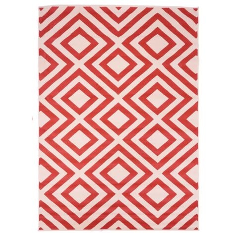 Tapis Chambre 60x110 corail rectangle tissé motif géométrique LYN49 NICE