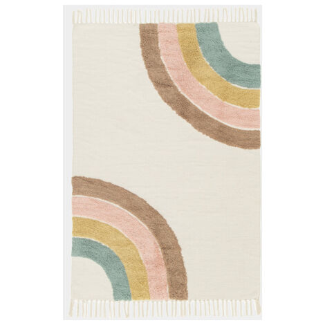 Tapis chambre d'enfant - Arc en ciel - Beige et pastel - 120 x 170 cm