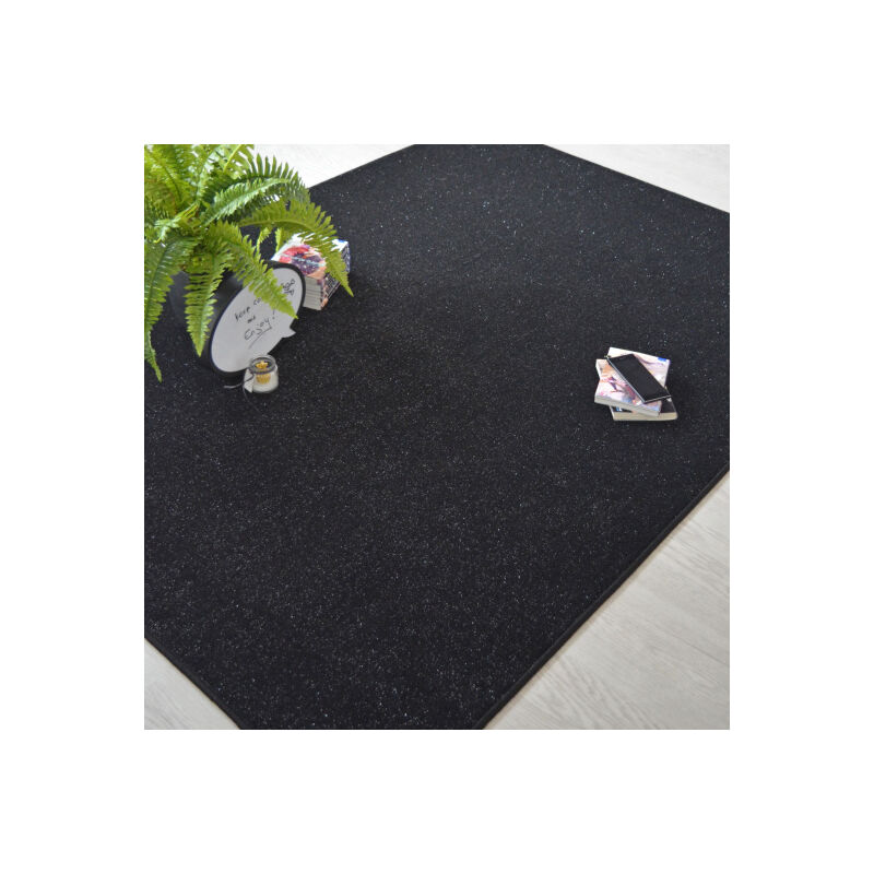 Décoweb - Tapis chambre d'enfant - Pailleté Flash - Noir - 70 x 100 cm