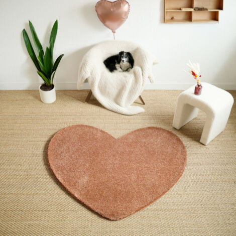 Tapis chambre et dressing - Cœur - Rose corail - 105 x 125 cm