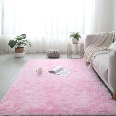 Tapis Chambre Shaggy Tapis pour Salon Tapis De Sol Grand pour Couloir Soft Tapis à Poils Longs Moelleux Tapis Antidérapant Intérieur Moelleux pour Salon Chambre Enfants，60x160cm ，Rose Clair