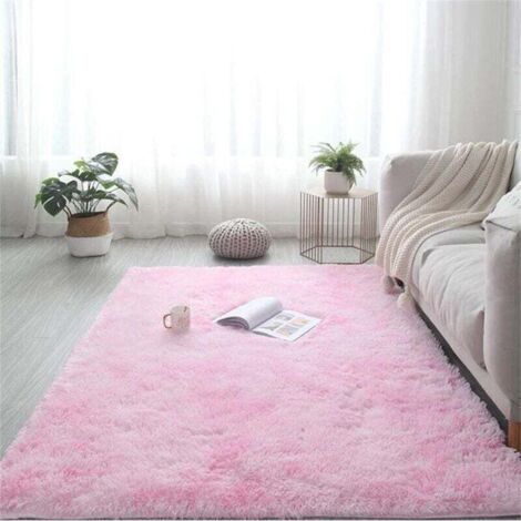 Tapis Chambre Shaggy Tapis pour Salon Tapis De Sol Grand pour Couloir Soft Tapis à Poils Longs Moelleux Tapis Antidérapant Intérieur Moelleux pour Salon Chambre Enfants，60x160cm ，Rose Clair
