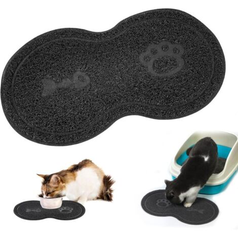 Tapis Chat Litiere Tapis Gamelle Chat,2 Fonctions 1 Convient pour le Tapis du bol D'alimentation Tapis de Litière pour Chat 4526CM Bac à Litière en Forme de Cacahuète Litière Filtrante Antidérapante